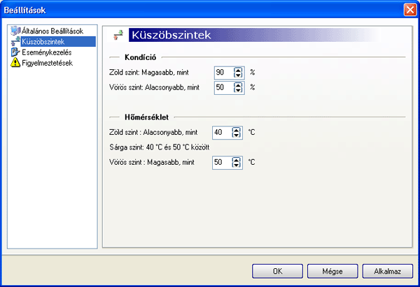 K�sz�bszintek be�ll�t�sa